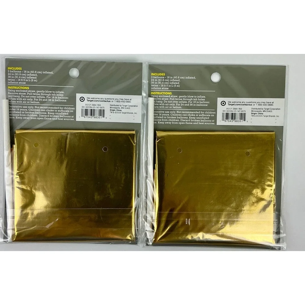2 Packs of 3 Gold Star Balloons Kit Party Decorations‎ Bundle 16